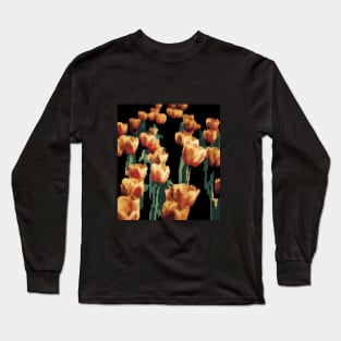 Orange tulips in pixel art style. Long Sleeve T-Shirt